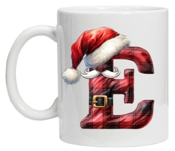Cana personalizata cu imprimeu de iarna 2 "litera E", Alb, CRD PRINT - Img 3