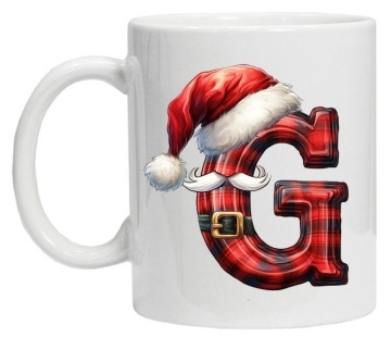 Cana personalizata cu imprimeu de iarna 2 "litera G", Alb, CRD PRINT - Img 2