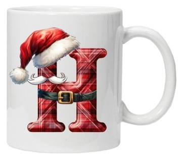 Cana personalizata cu imprimeu de iarna 2 "litera H", Alb, CRD PRINT
