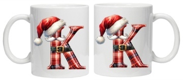 Cana personalizata cu imprimeu de iarna 2 "litera K", Alb, CRD PRINT - Img 2