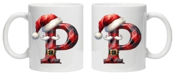 Cana personalizata cu imprimeu de iarna 2 "litera P", Alb, CRD PRINT - Img 2