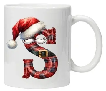 Cana personalizata cu imprimeu de iarna 2 "litera S", Alb, CRD PRINT