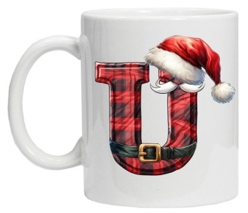 Cana personalizata cu imprimeu de iarna 2 "litera U", Alb, CRD PRINT - Img 2