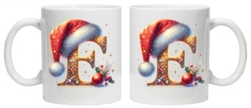 Cana personalizata cu imprimeu de iarna 3 "litera E", Alb, CRD PRINT - Img 3