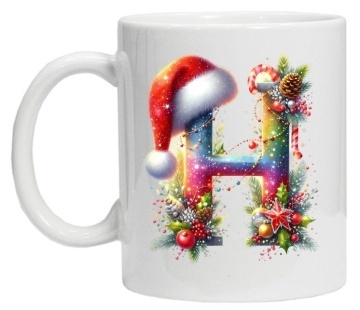 Cana personalizata cu imprimeu de iarna 3 "litera H", Alb, CRD PRINT - Img 3