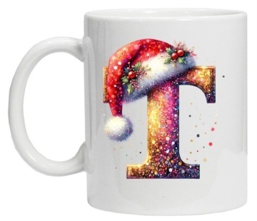 Cana personalizata cu imprimeu de iarna 3 "litera T", Alb, CRD PRINT - Img 4