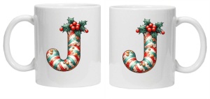 Cana personalizata cu imprimeu de iarna "litera J", Alb, CRD PRINT - Img 3