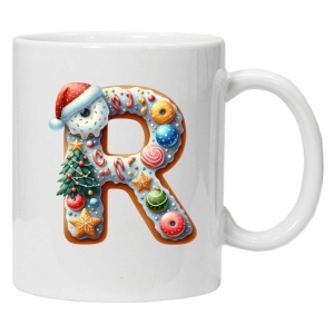Cana personalizata cu imprimeu de iarna "litera R", Alb, CRD PRINT - Img 2
