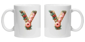 Cana personalizata cu imprimeu de iarna "litera Y", Alb, CRD PRINT - Img 3