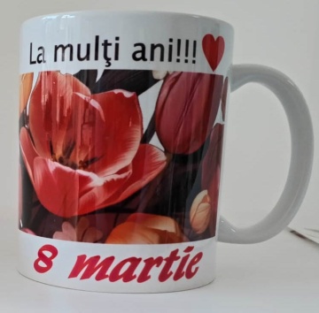 Cana personalizata cu imprimeu "La multi ani!-8 martie 2", Alb, CRD PRINT - Img 4