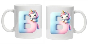 Cana personalizata cu imprimeu "litera B", Alb, CRD PRINT - Img 3