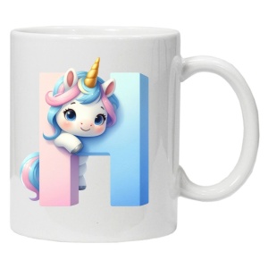 Cana personalizata cu imprimeu "litera H", Alb, CRD PRINT - Img 1