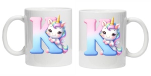 Cana personalizata cu imprimeu "litera K", Alb, CRD PRINT - Img 3