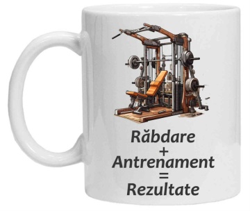 Cana personalizata cu imprimeu "rabdare+antrenament", Alb, CRD PRINT - Img 2