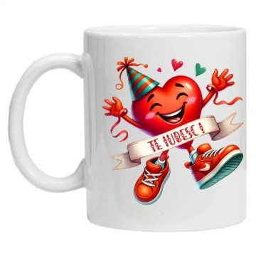 Cana personalizata cu mesajul "Te iubesc model 4", Alb, CRD PRINT