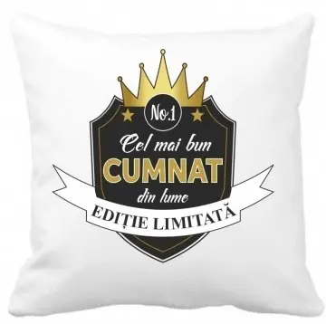 Perna 40 x 40 cm personalizata cu imprimeu "Cel mai bun cumnat " , poliester, alba,, CRD PRINT