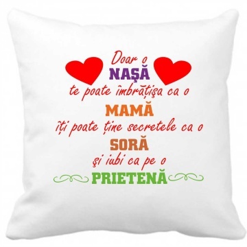 Perna 40 x 40 cm personalizata cu imprimeu "DOAR O NASA" , poliester, alba,, CRD PRINT