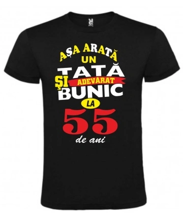 Tricou personalizat barbat, "Asa arata un tata si bunic la 55 de ani" , CRD PRINT