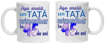 Cana personalizata cu imprimeu "asa arata un tata extraordinar la 45 de ani ",CRD PRINT - Img 3
