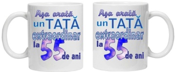 Cana personalizata cu imprimeu "asa arata un tata extraordinar la 55 de ani ",CRD PRINT - Img 3