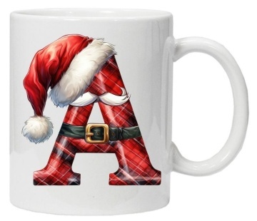 Cana personalizata cu imprimeu de iarna 2 "litera A", Alb, CRD PRINT