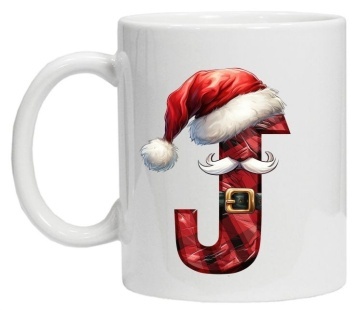 Cana personalizata cu imprimeu de iarna 2 "litera J", Alb, CRD PRINT - Img 2