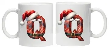 Cana personalizata cu imprimeu de iarna 2 "litera Q", Alb, CRD PRINT - Img 2