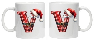 Cana personalizata cu imprimeu de iarna 2 "litera V", Alb, CRD PRINT - Img 3