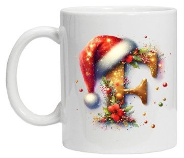Cana personalizata cu imprimeu de iarna 3 "litera F", Alb, CRD PRINT - Img 3
