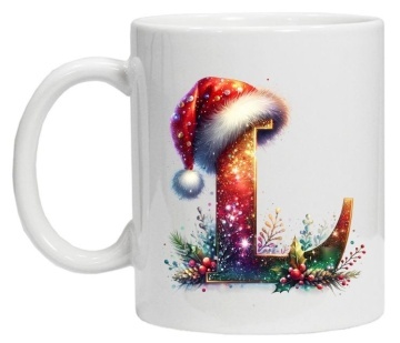 Cana personalizata cu imprimeu de iarna 3 "litera L", Alb, CRD PRINT - Img 3