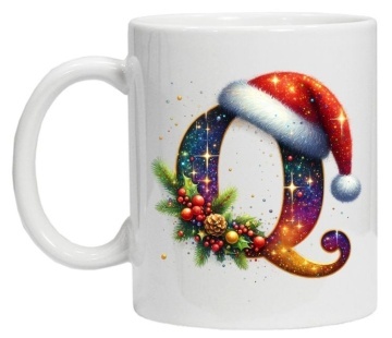 Cana personalizata cu imprimeu de iarna 3 "litera Q", Alb, CRD PRINT - Img 2