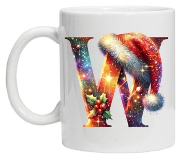 Cana personalizata cu imprimeu de iarna 3 "litera W", Alb, CRD PRINT - Img 3