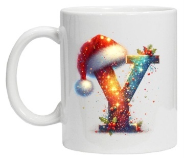 Cana personalizata cu imprimeu de iarna 3 "litera Y", Alb, CRD PRINT