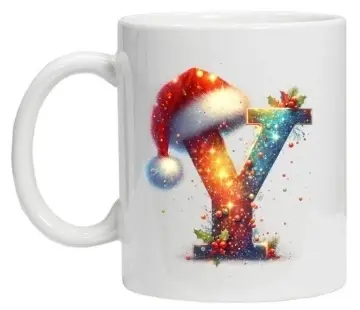 Cana personalizata cu imprimeu de iarna 3 "litera Y", Alb, CRD PRINT