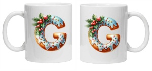 Cana personalizata cu imprimeu de iarna "litera G", Alb, CRD PRINT - Img 3