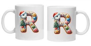 Cana personalizata cu imprimeu de iarna "litera R", Alb, CRD PRINT - Img 3