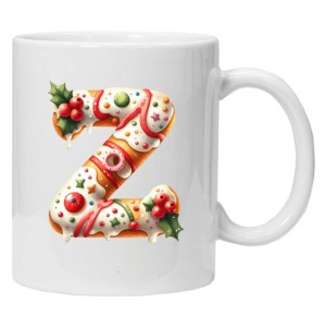 Cana personalizata cu imprimeu de iarna "litera Z", Alb, CRD PRINT - Img 1
