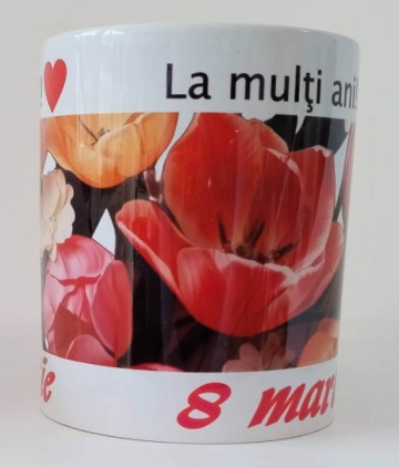 Cana personalizata cu imprimeu "La multi ani!-8 martie 2", Alb, CRD PRINT - Img 5