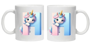 Cana personalizata cu imprimeu "litera H", Alb, CRD PRINT - Img 3
