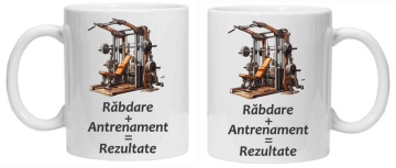 Cana personalizata cu imprimeu "rabdare+antrenament", Alb, CRD PRINT - Img 3