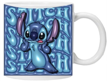 Cana personalizata cu imprimeu "Stitch 2", Alb, CRD PRINT - Img 1