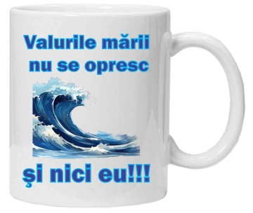 Cana personalizata cu imprimeu "valurile marii nu se opresc", Alb, CRD PRINT - Img 3
