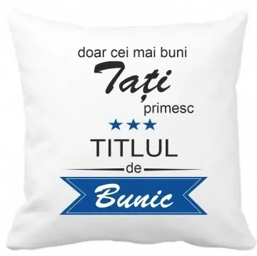 Perna 40 x 40 cm personalizata cu imprimeu "DOAR CEI MAI BUNI TATI" , poliester, alba,, CRD PRINT