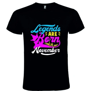 Tricou negru unisex personalizat , "Legends are born in November", CRD PRINT