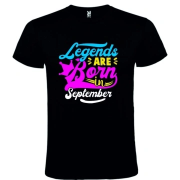 Tricou negru unisex personalizat , "Legends are born in September", CRD PRINT