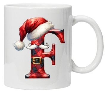 Cana personalizata cu imprimeu de iarna 2 "litera F", Alb, CRD PRINT