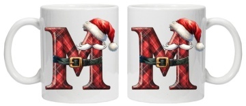 Cana personalizata cu imprimeu de iarna 2 "litera M", Alb, CRD PRINT - Img 3