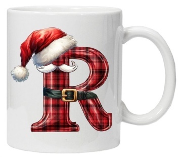 Cana personalizata cu imprimeu de iarna 2 "litera R", Alb, CRD PRINT