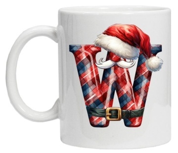 Cana personalizata cu imprimeu de iarna 2 "litera W", Alb, CRD PRINT - Img 3