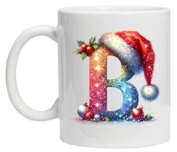 Cana personalizata cu imprimeu de iarna 3 "litera B", Alb, CRD PRINT - Img 4